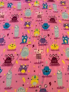 Little Sleepies Monster Mayhem Pink Light Weight Swaddler Approx 44 x44 Bamboo